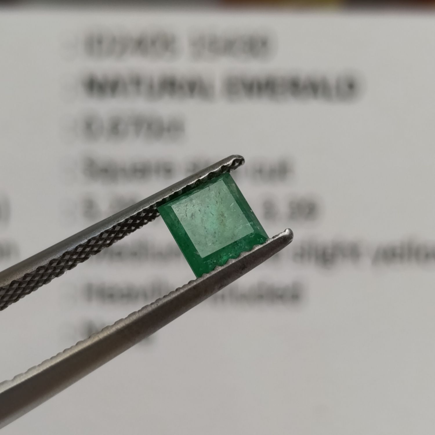 Natural Emerald of 0.67 carat - square step cut slight yellowish green with Gemlab certificate