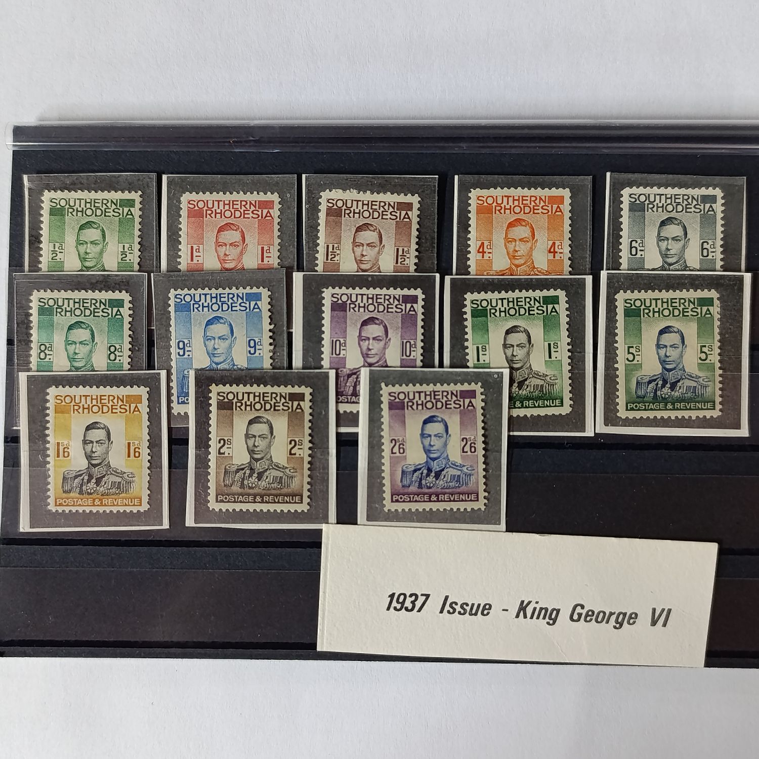 Southern Rhodesia set of 13 George 6 stamps mint - 1937 issue