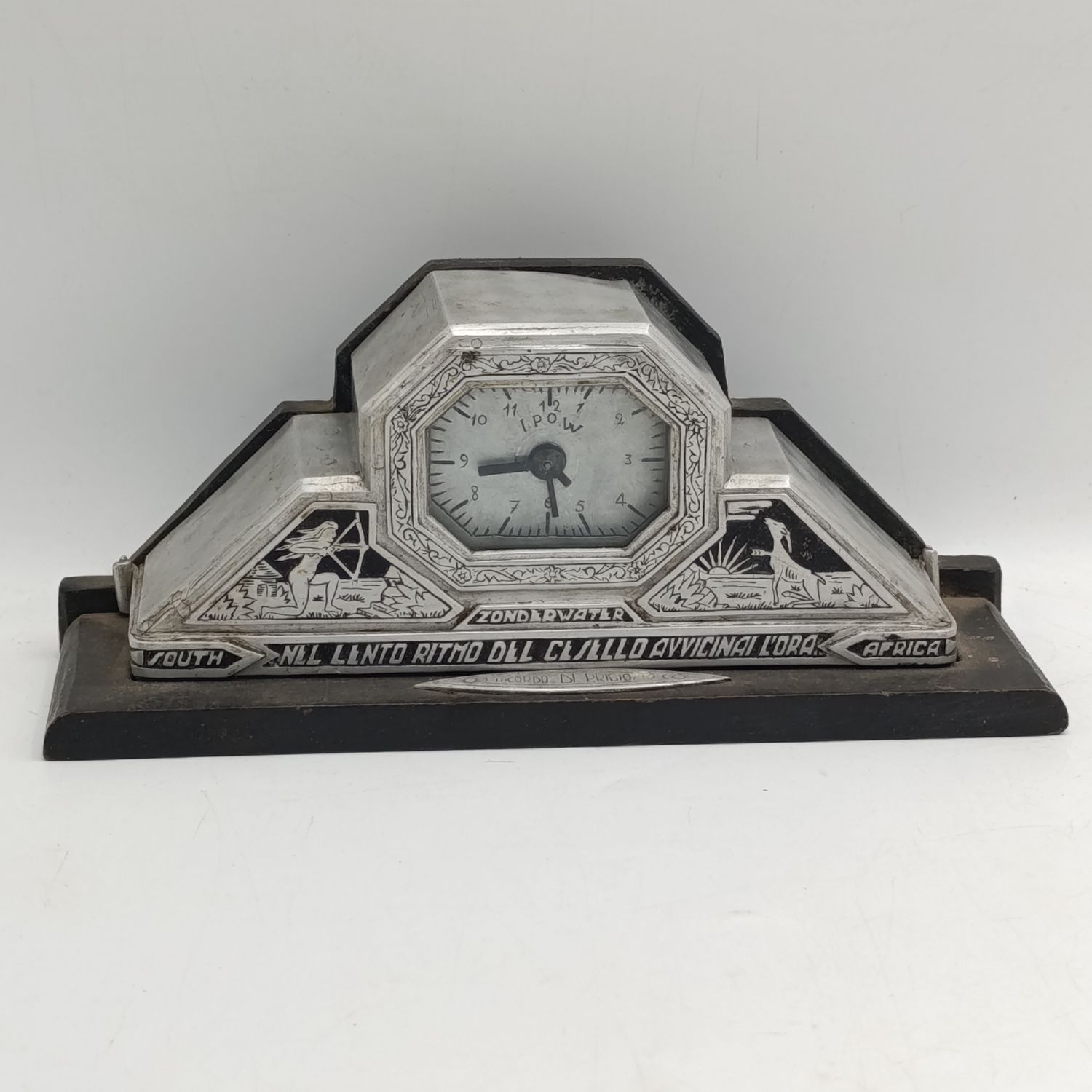 WW2 South African POW trench art clock made by Italian Prisoner of War at Zonderwater camp