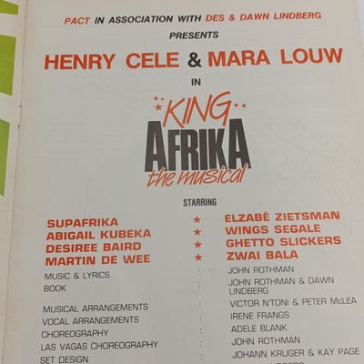 King Afrika - The musical - 15 April 1988 - original catalogue