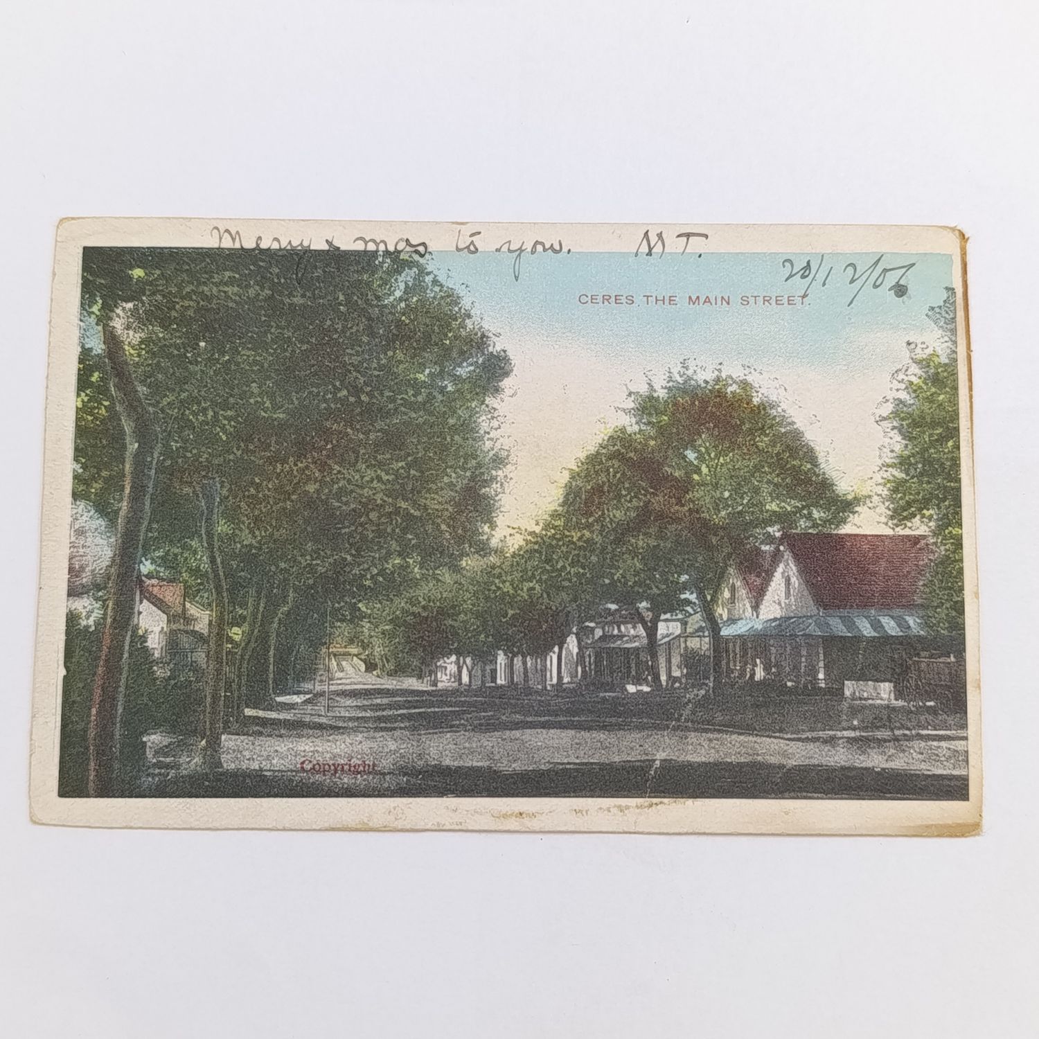 1906 Postcard Poste Restante from Port Elizabeth, Cape Colony to Bloemfontein, Free State - Ceres main street picture