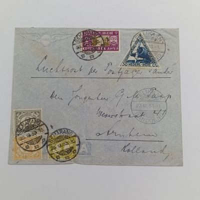 Cover Semarang Dutch East India to Amsterdam Holland with 5 different color Nederlandsch - India stamps 3x Semerang 26-12-23 cancels on front (Day offer Christmas)