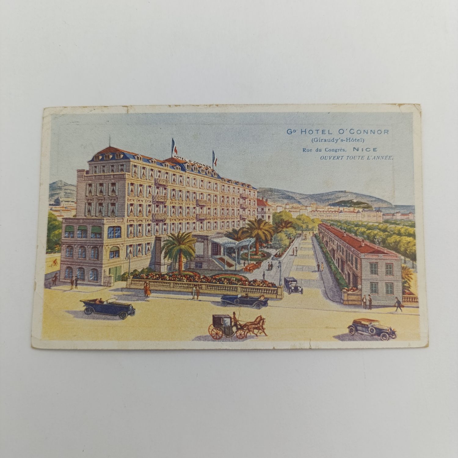 1923 Postcard NICE, France to Woodstock, South Africa with 30c French stamp - picture of Grand Hotel O&#39;Connor