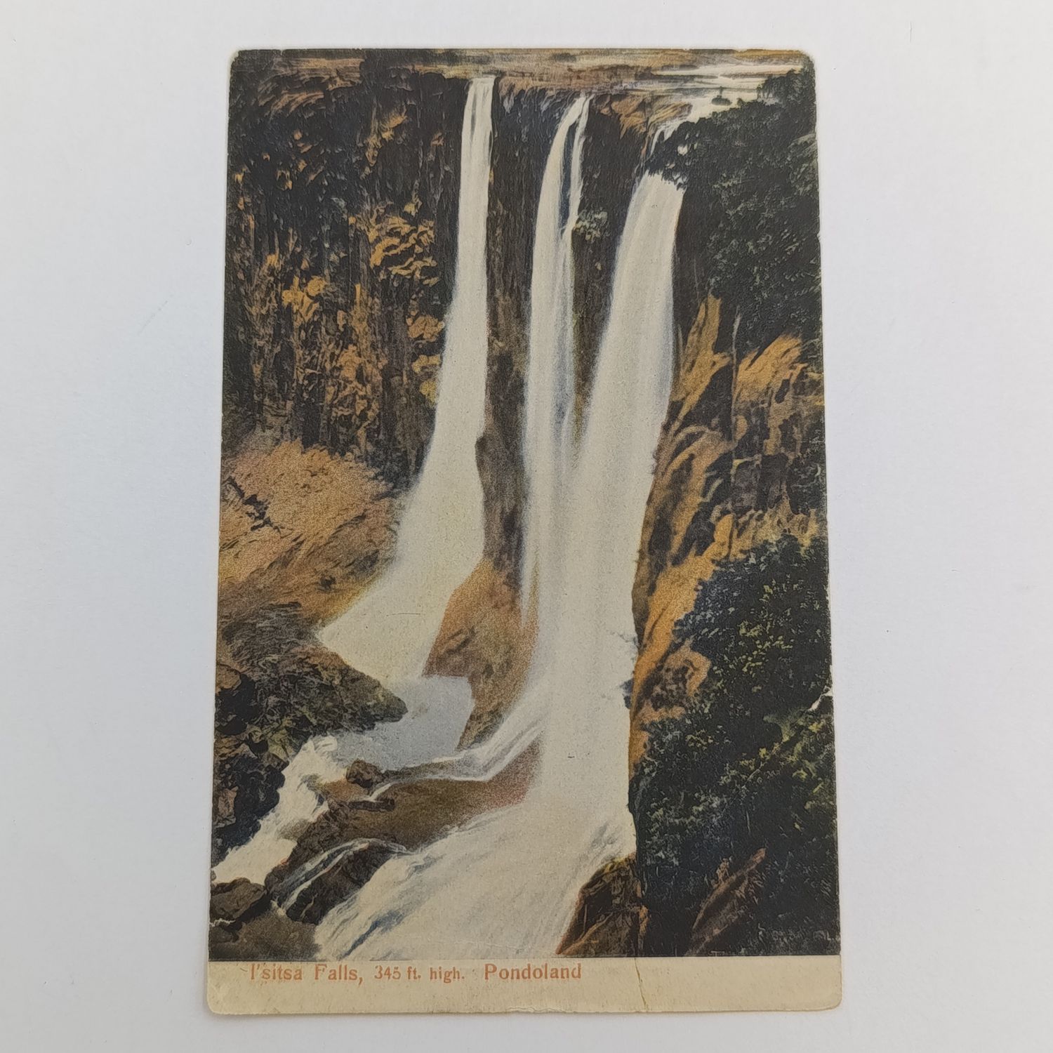 1907 Postcard Cedarville (East Griqualand) to Kokstad - Picture of I&#39;sitsa Falls in Pondoland Cape of Good Hope half penny stamp