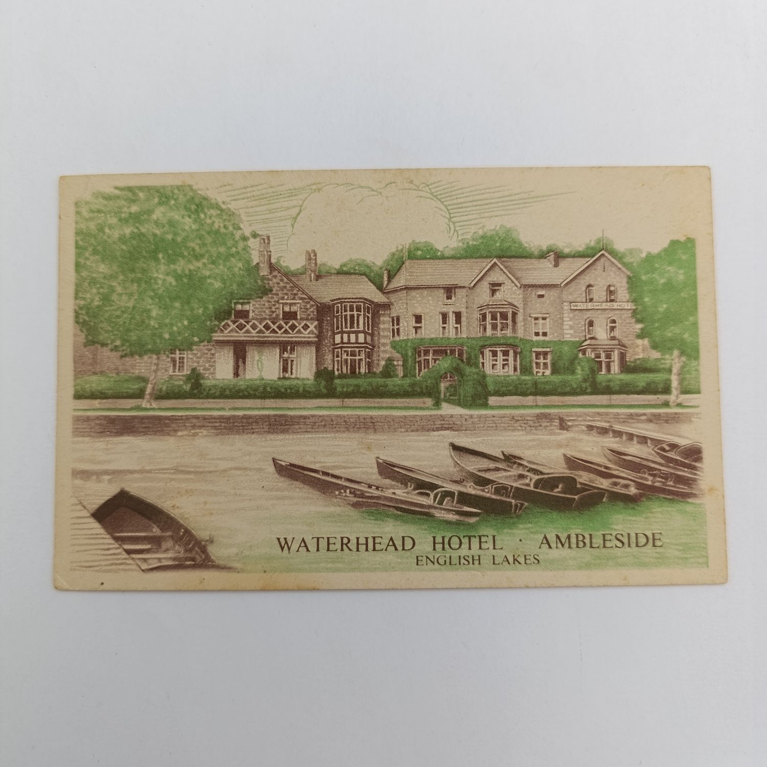 Unused vintage Waterland Hotel Ambleside - English lakes postcard