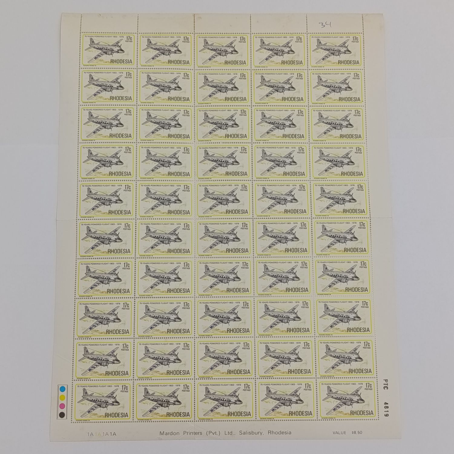 SACC 337 Vickers  Viking full sheet with fold crease bottom left