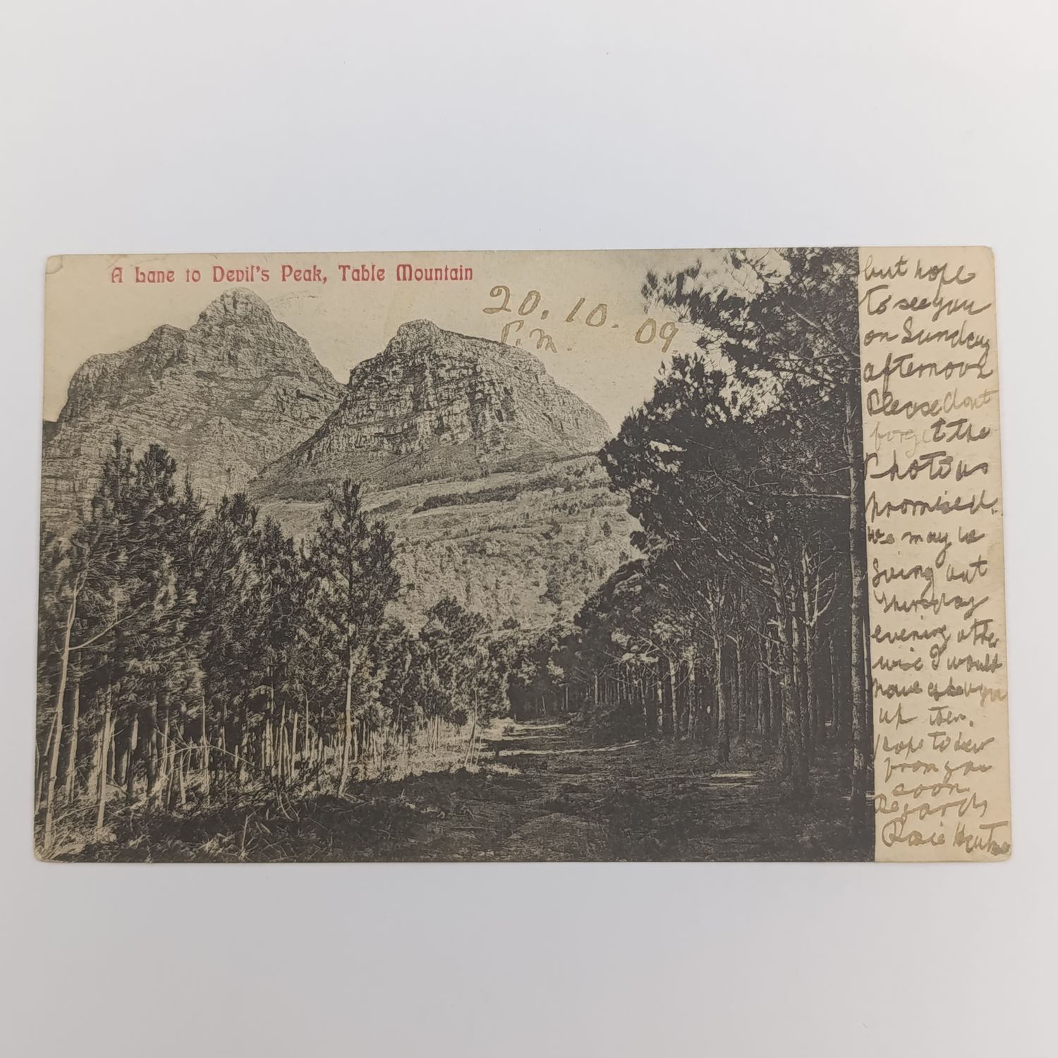 1989 Postcard Cape Town to Maitland with Maitland receiving cancels Picture of Devil's Peak, Table Mountain