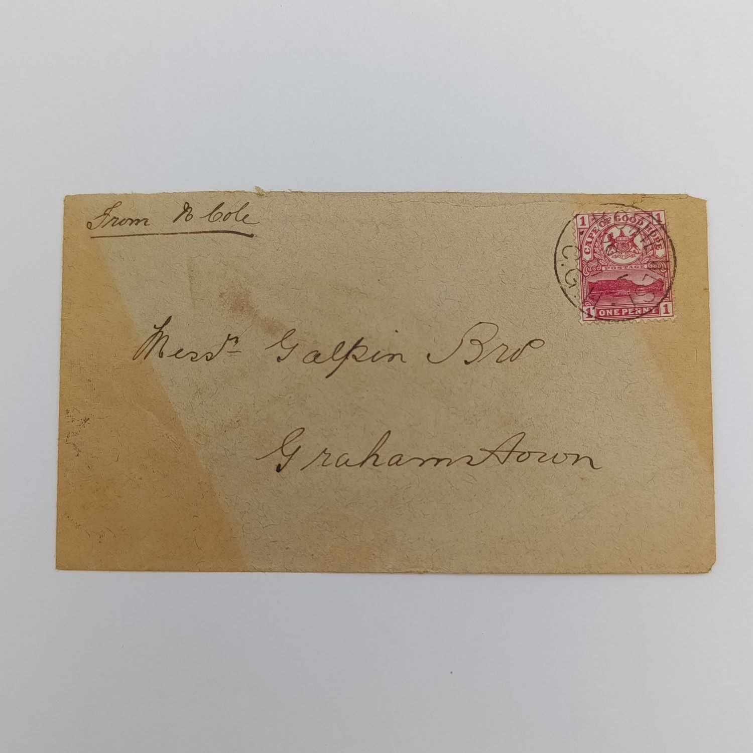 1901 Letter Kowie West to Grahamstown, Cape of Good Hope Backstamped Port Alfred and Grahamstown
