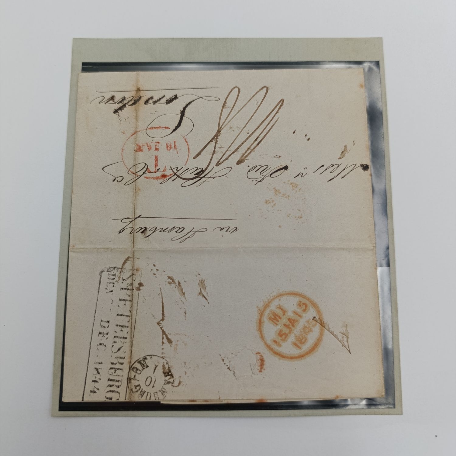 1844  letter from St Petersburg to London forwarded via the Prussian Post Office in Hamburg