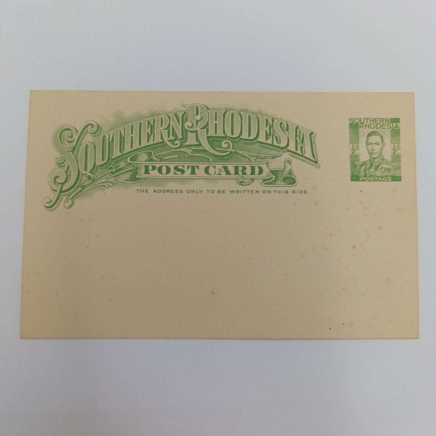 Southern Rhodesia prepaid postcard with printed George 6 1/2d postage