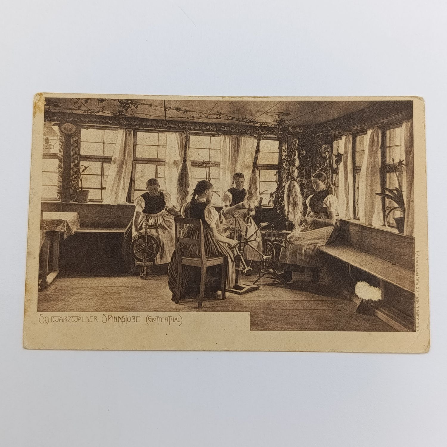 1908 Postcard from Baden, Germany to Boshof, Orange River Colony Picture of girls in Spinning class