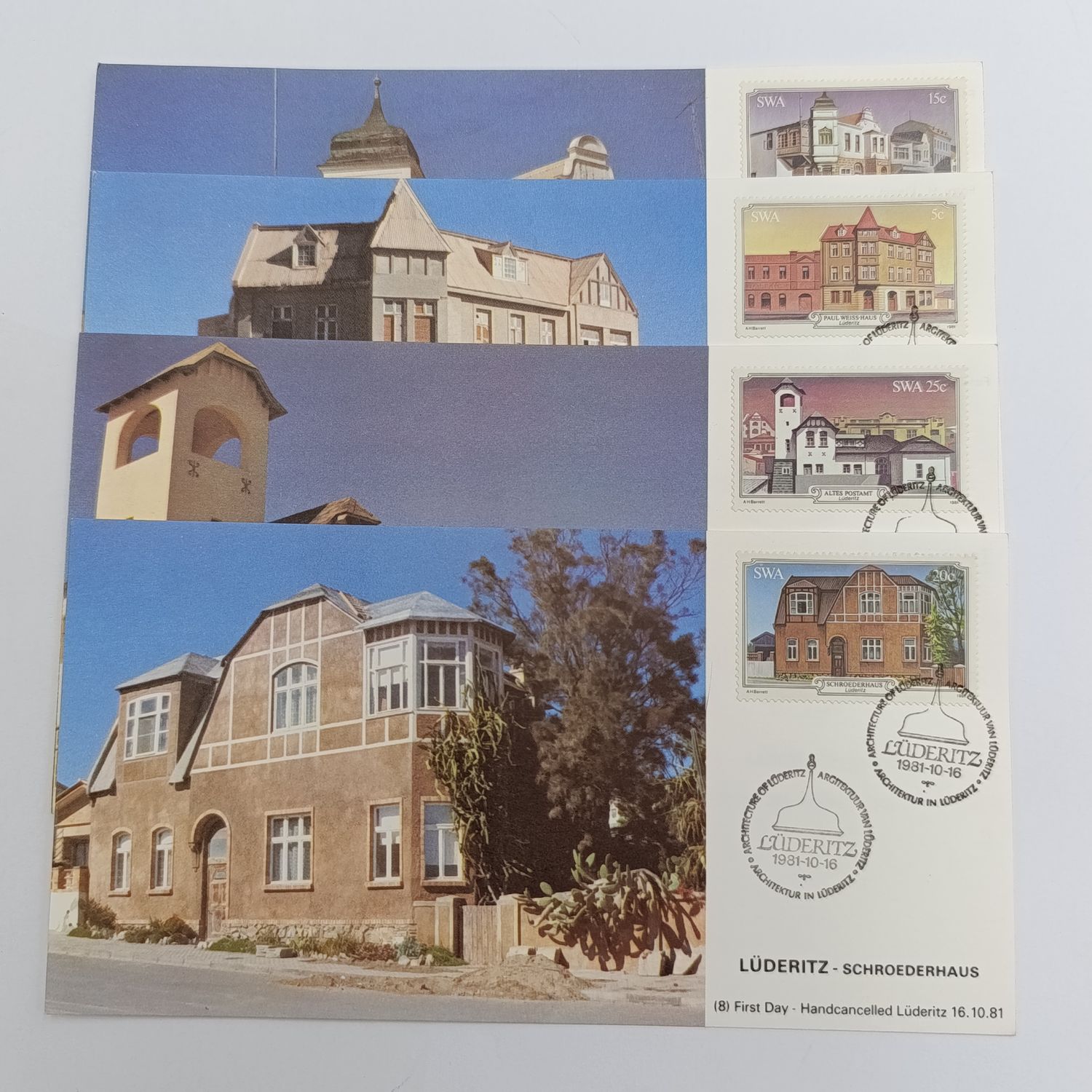 Lot of 4 Luderitz Maxi-cards 1981 - First day handcancelled  in Ludentz