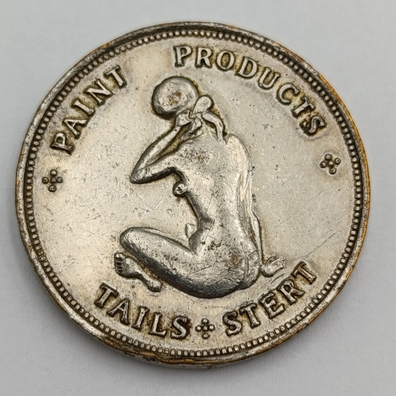 Spick &amp; Span Heads/Tails paint products coin - variation on the parthenon paints token