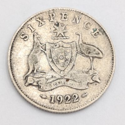 Australia 1922 silver 6 pence VF