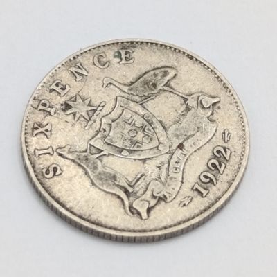 Australia 1922 silver 6 pence VF