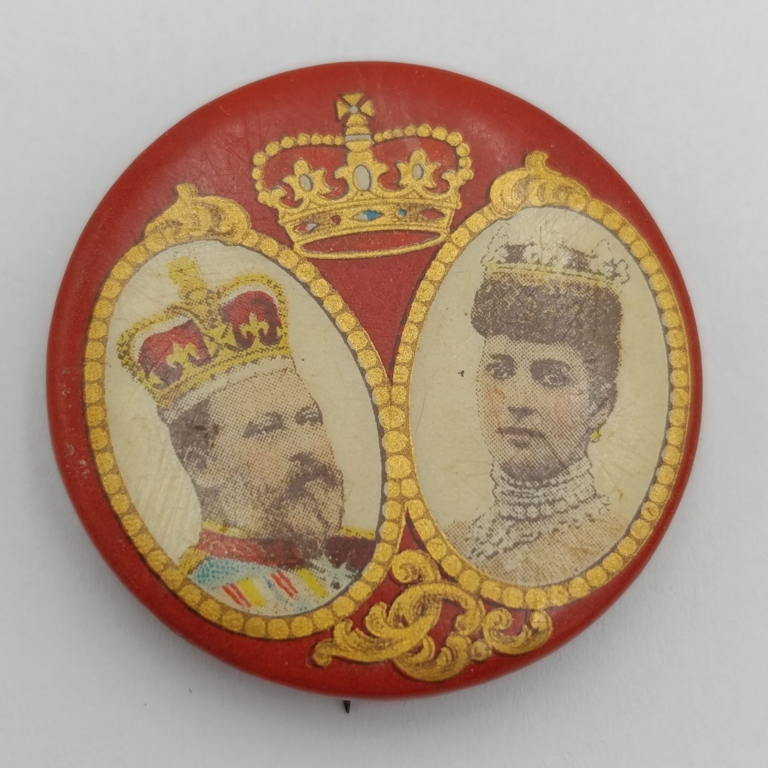 Antique King Edward VII coronation pin badge
