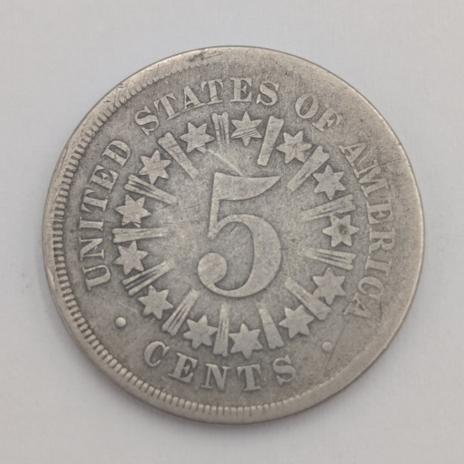 USA 1867 Five cent Rays