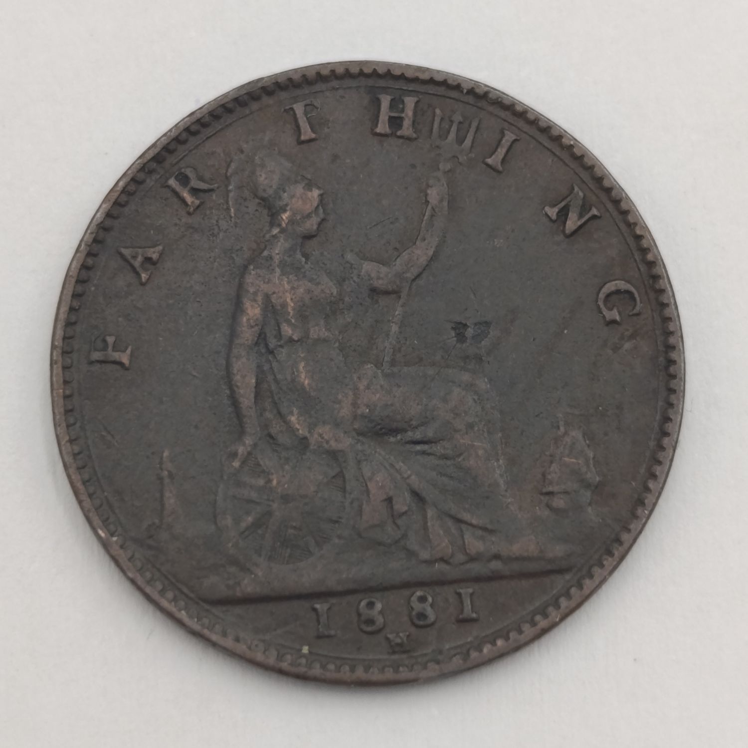 Great Britain 1874 Penny XF - marks around the edge