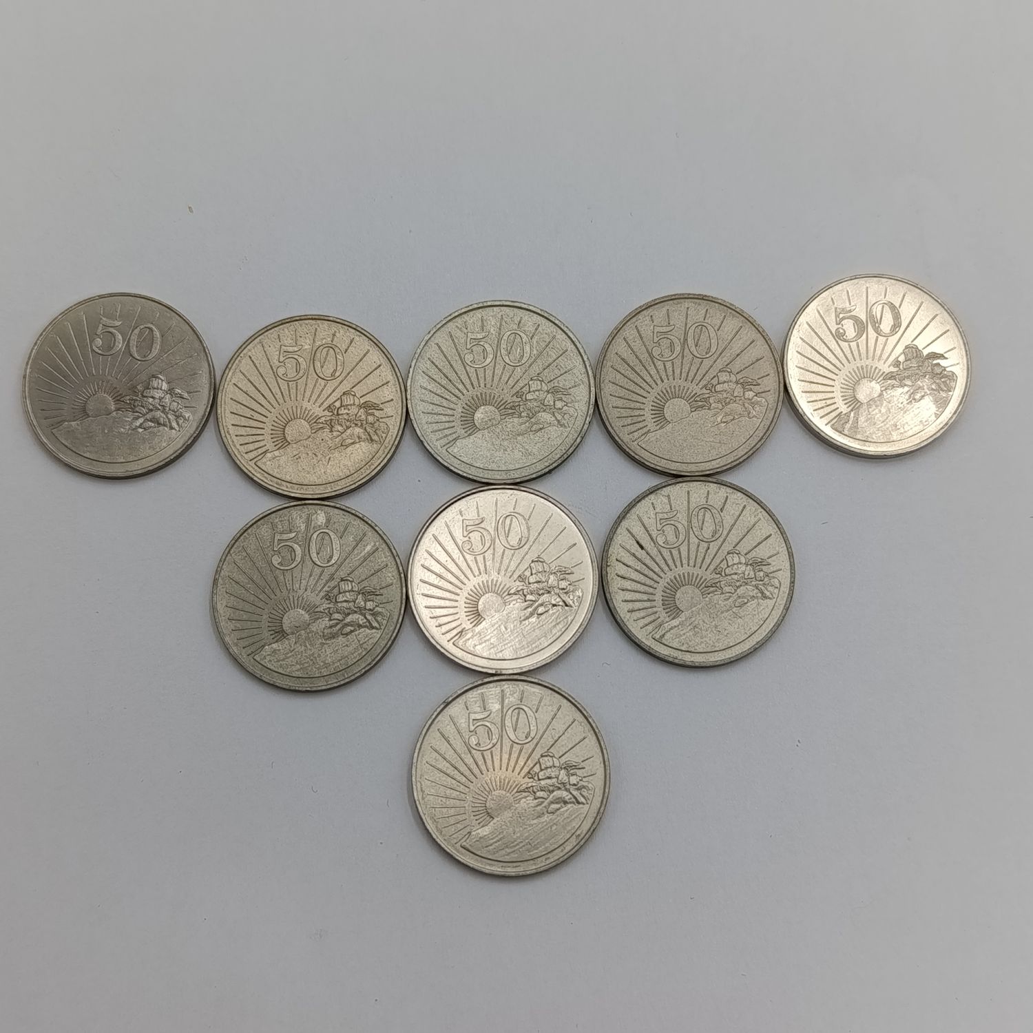 Zimbabwe set of 9 x 50 cent coins 1980 - 2002 period