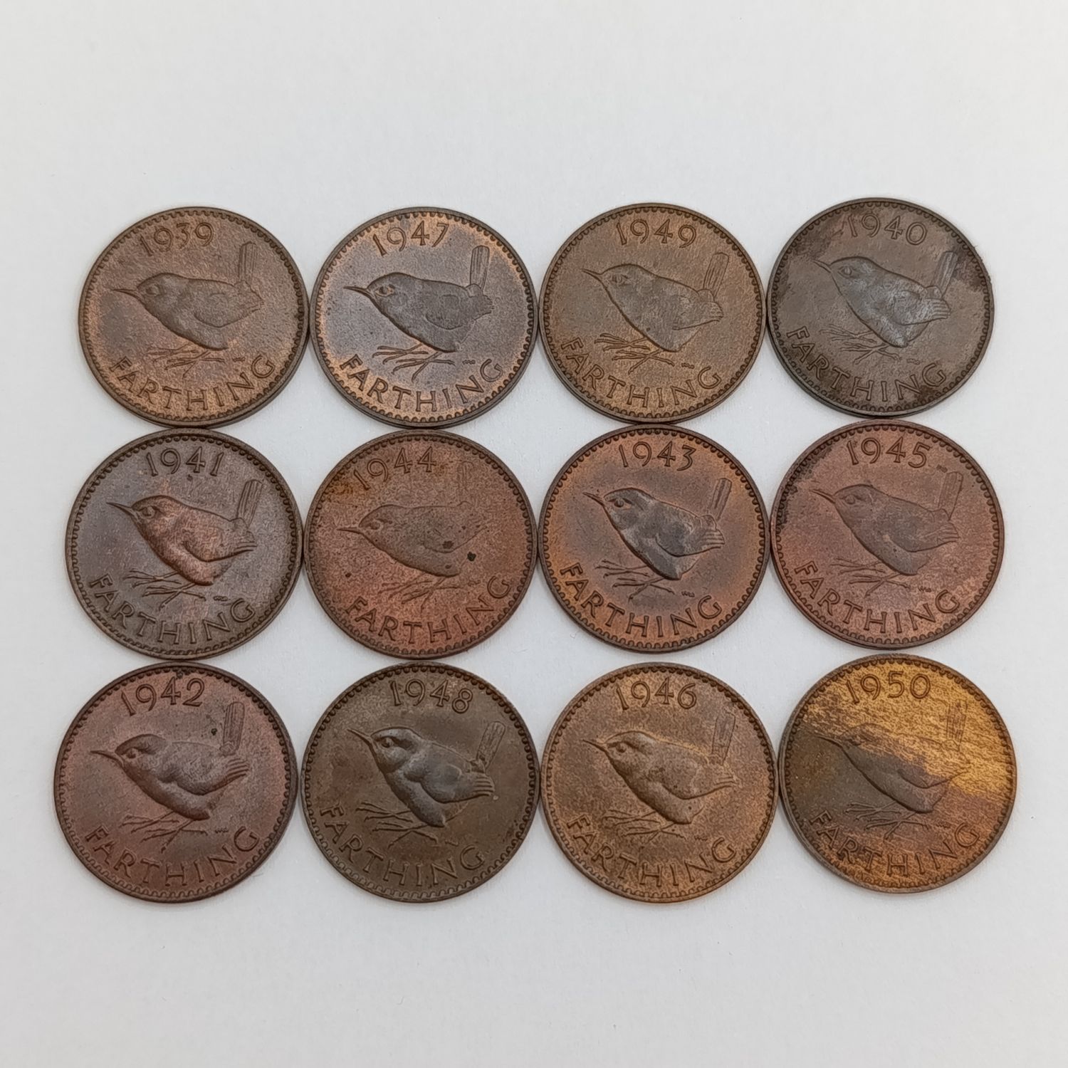 Great Britain set of Farthings 1939 to 1950 AU/UNC