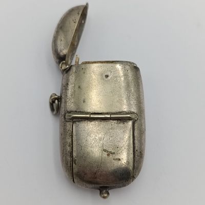 Antique silverplated vesta case and coin holder