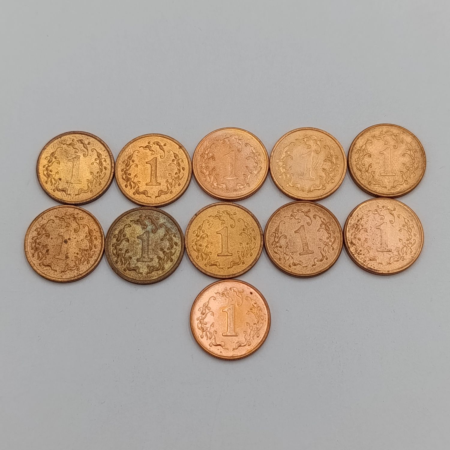 Zimbabwe Lot of 11 one cent coins - excellent 1980, 1982, 1983, 1986, 1988, 1989, 1990, 1990, 1991, 1995, 1997 &amp; 1999