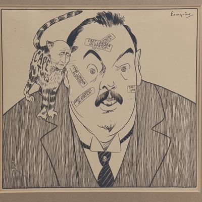 Original Cape Times/East London Dispatch cartoon drawing by DC Boonzaier - holed bottom left