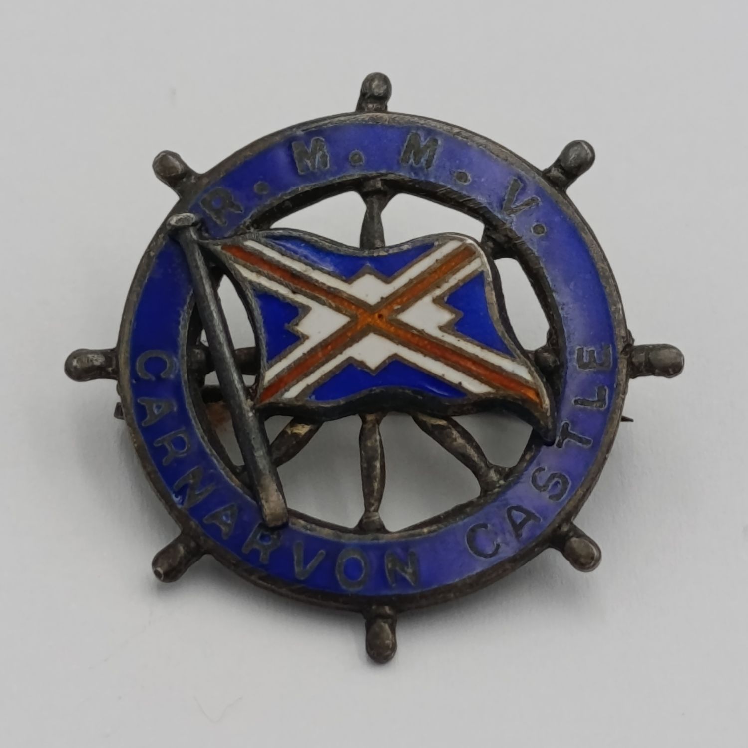 Vintage Sterling silver RMMV Carnarvon Castle pin badge