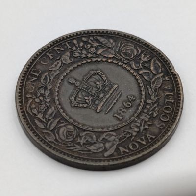 Canada Nova Scotia 1864 one cent (8 open at bottom) - also O of One open at top - small rosebud