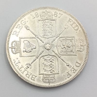 Great Britain 1887 Double Florin - uncirculated with some bag marks