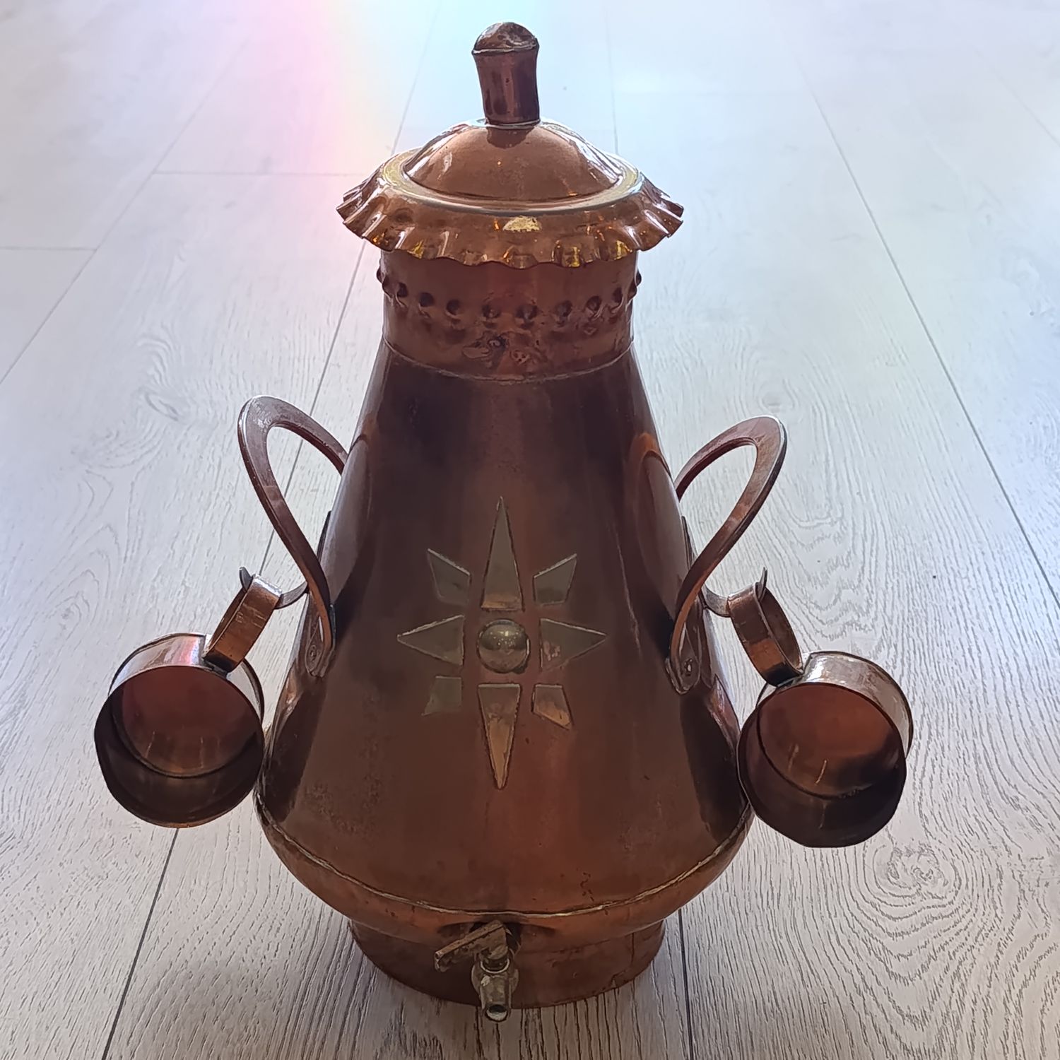 Antique Turkish Style coffee urn with cups - marked Kandikio Uitenhage