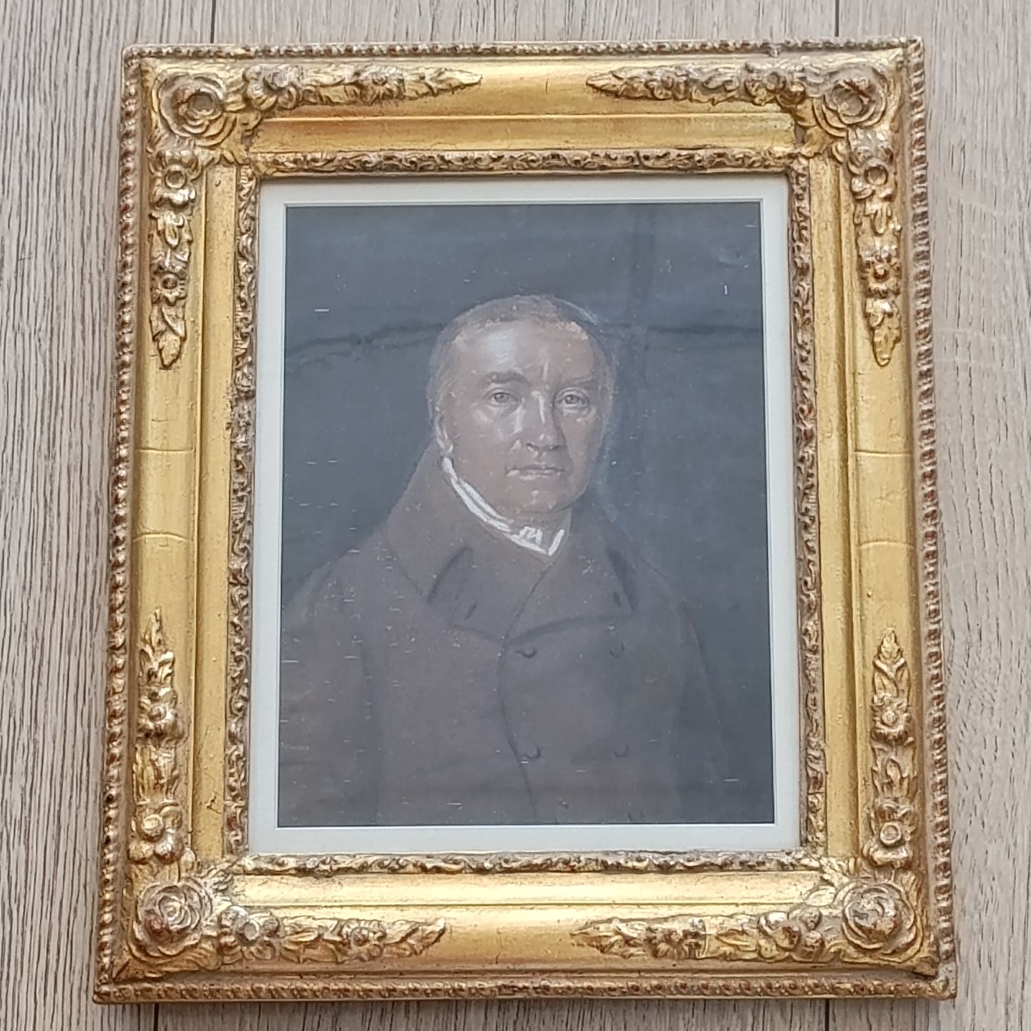 Antique Pastel painting by unknown artist in beautiful frame