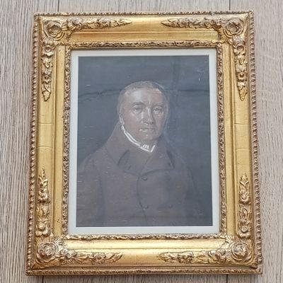 Antique Pastel painting by unknown artist in beautiful frame