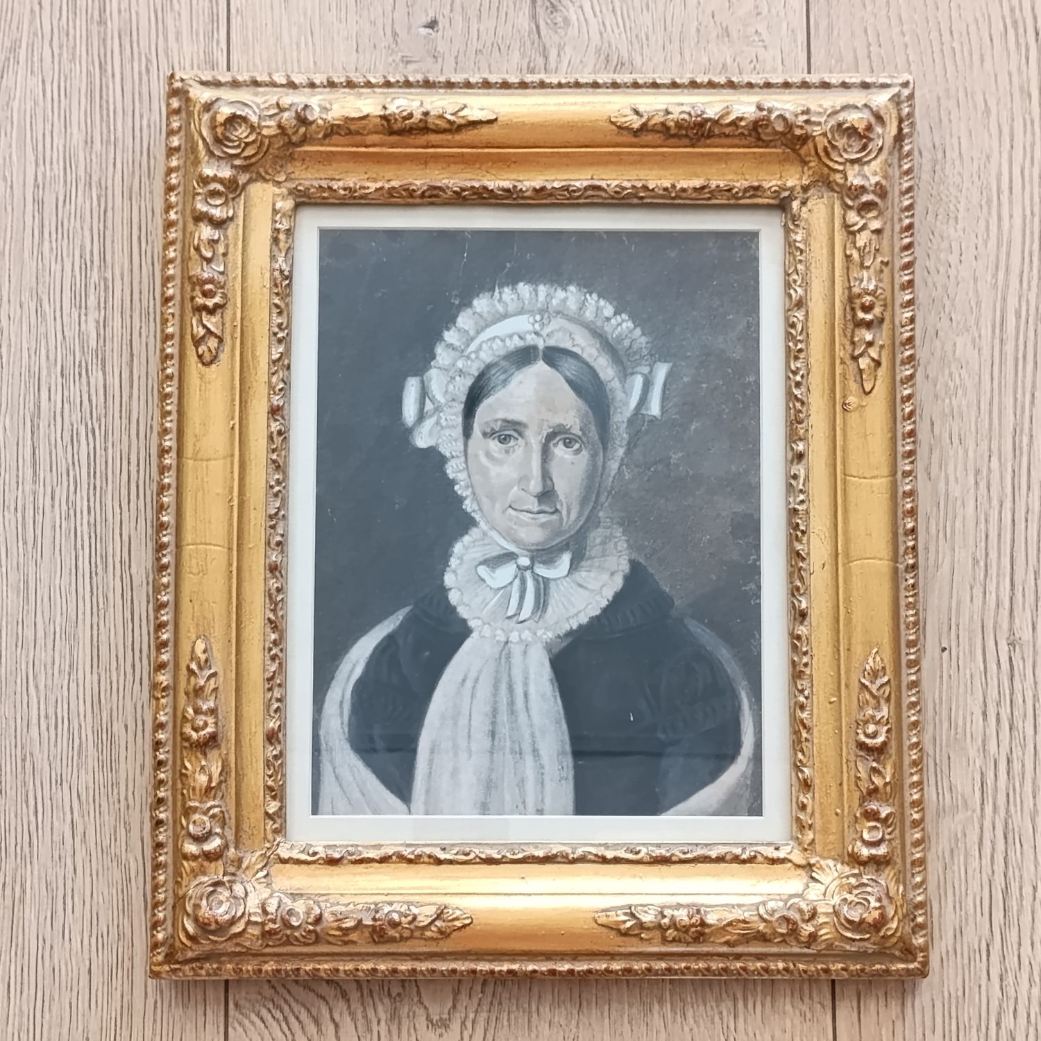 Antique pastel painting by unknown Artist in beautiful frame