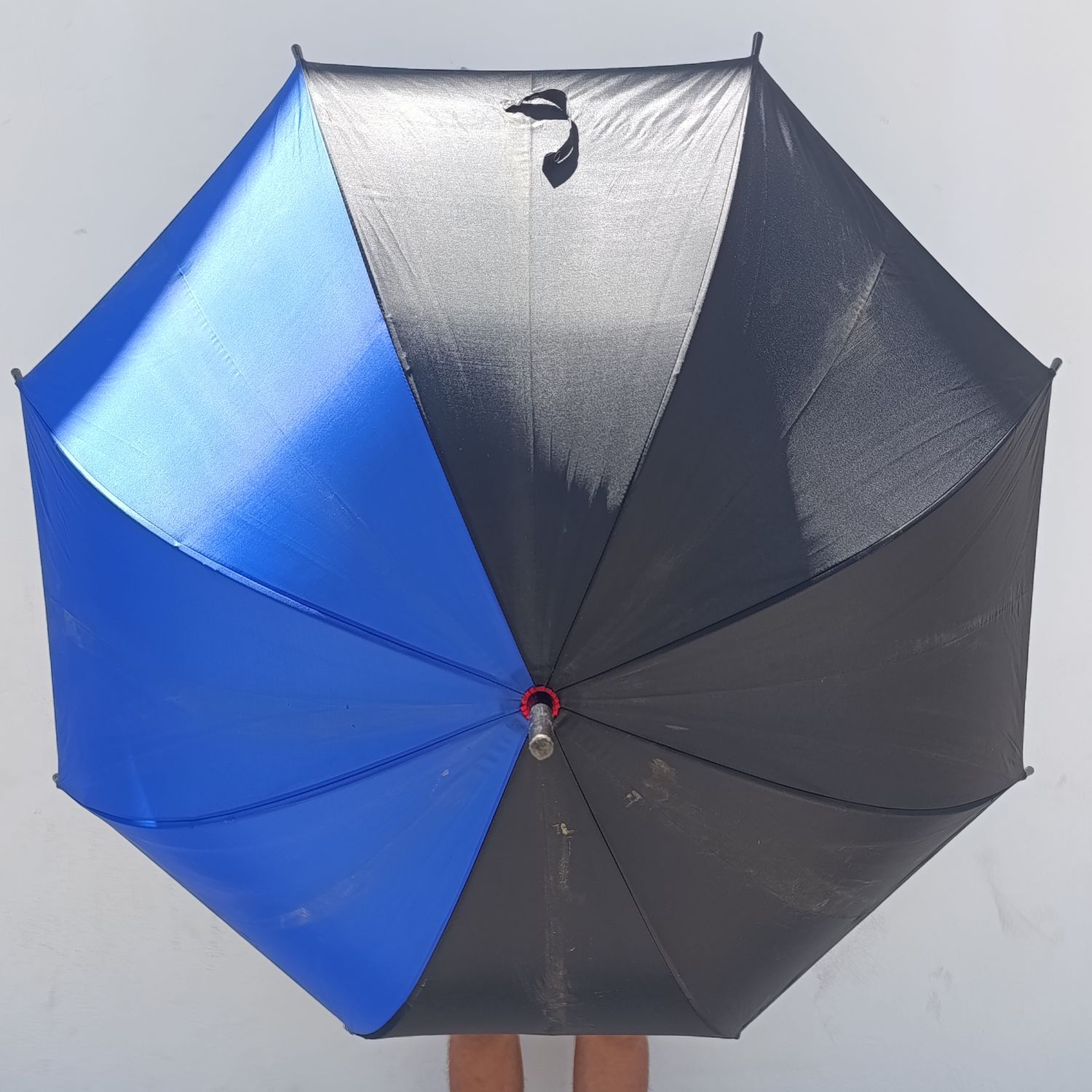 Black and Blue umbrella with duck handle