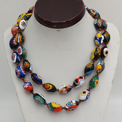 Vintage Murano Moretti Millefiori bead necklace (37 beads)
