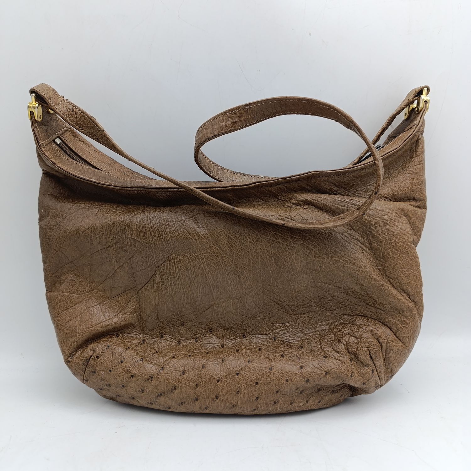 Corbeau &quot;The Seal of quality&quot; genuine leather Brown ostrich handbag