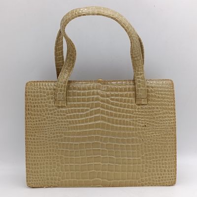 Vintage genuine leather dark beige handbag with purse some marks on the inside bat leather in perfect condition