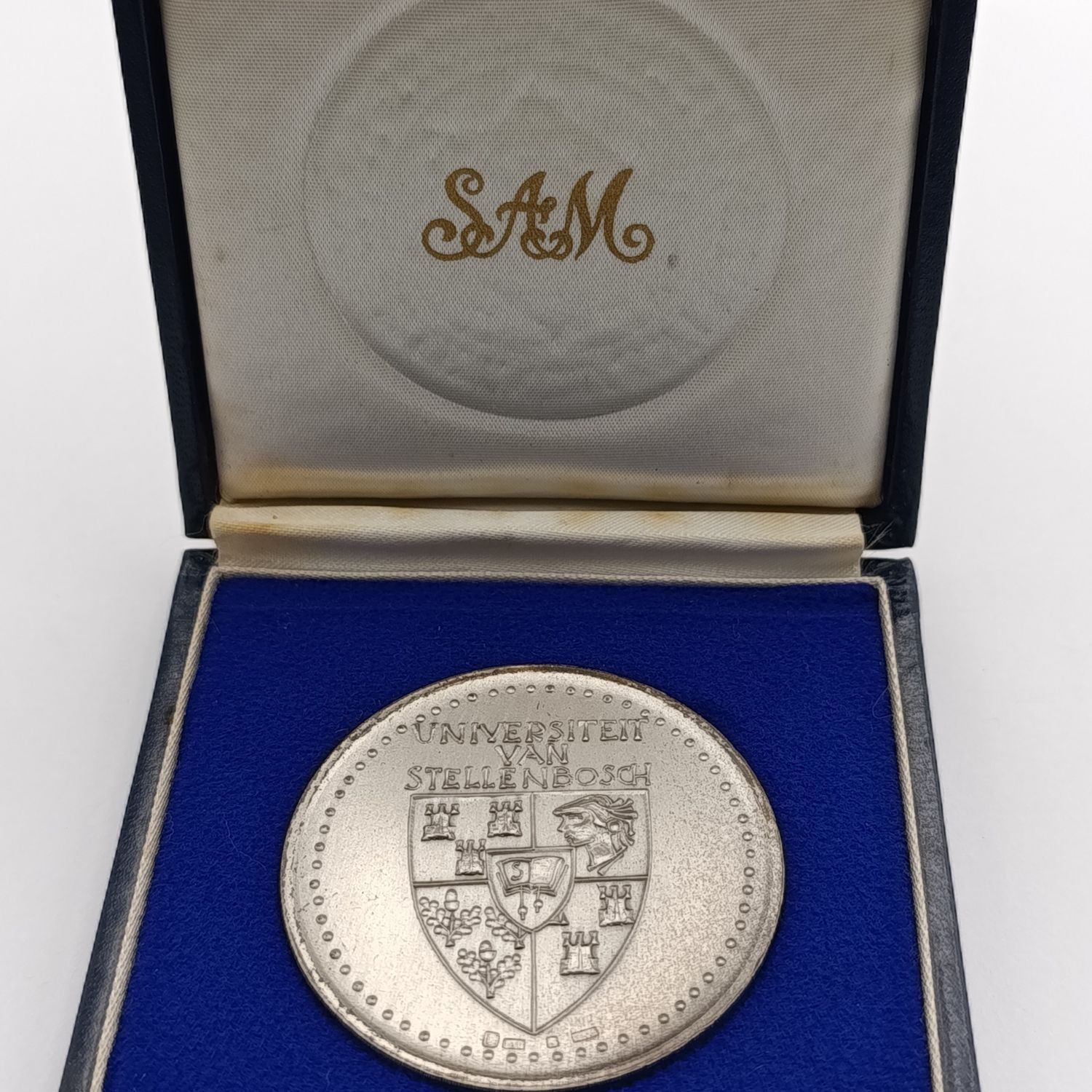 Large sterling silver University of Stellenbosch 1966 - 100 years Hoër onderwys medallion rarely seen 52,4g
