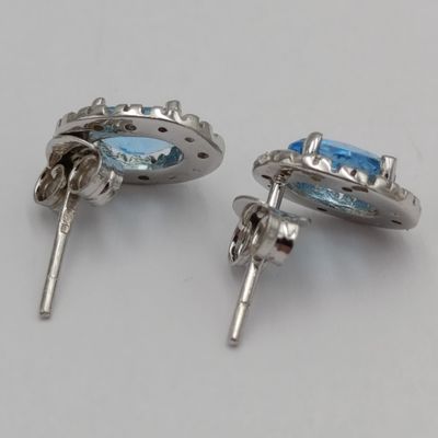 Pair of 9kt white gold earrings with aquamarines weight 1.6g