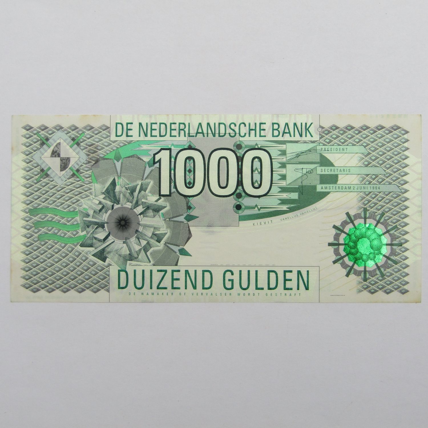 Netherlands 1000 (One Thousand) Gulden 1994 crisp uncirculated