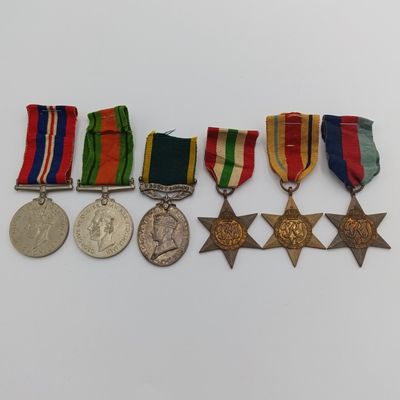 Set of 6 medals issued to Sygnalman FG Nethercott - 5 unnamed WW2 medals plus George 6 Efficient Service medal