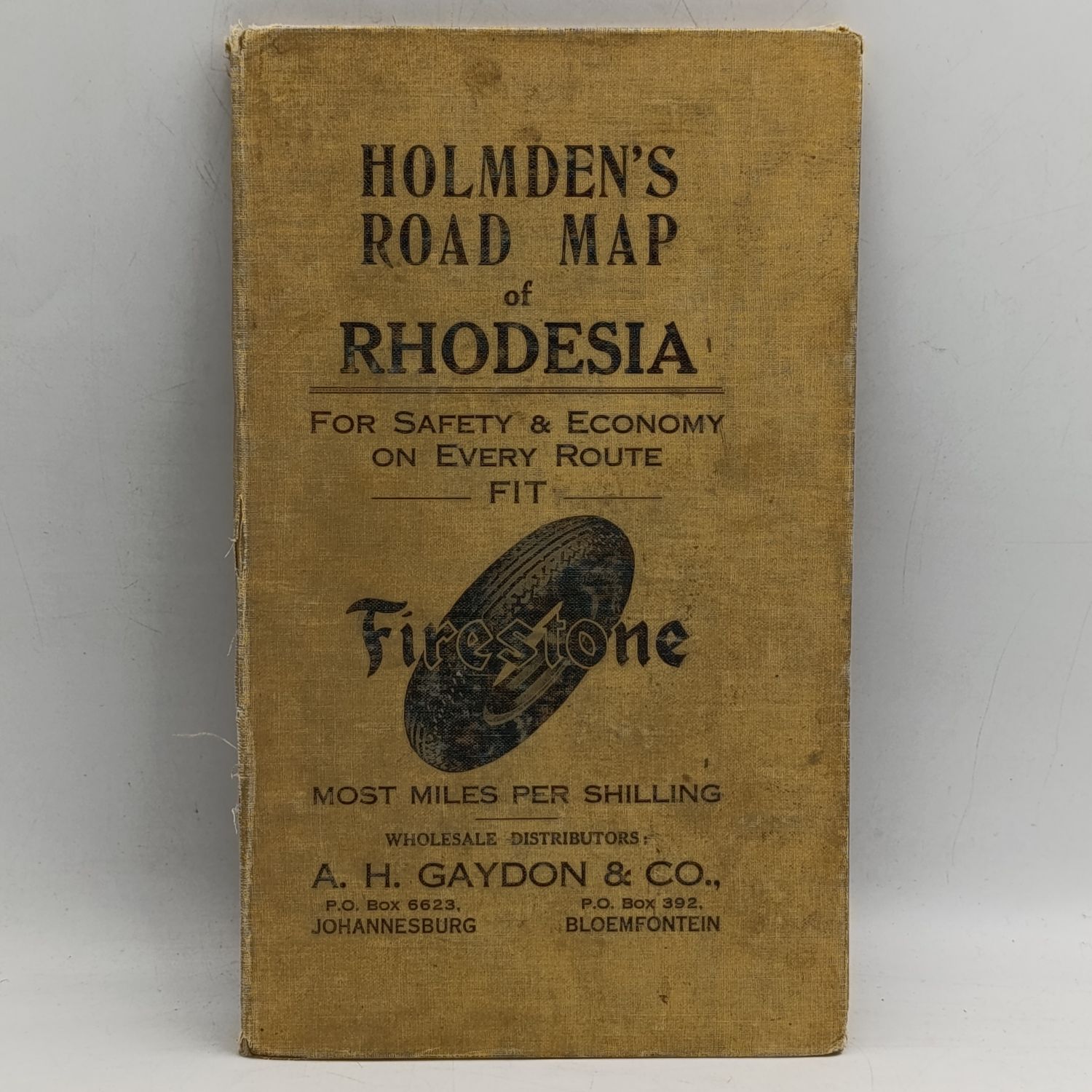 Vintage Holmes Road map of Rhodesia - Southern Rhodesia with insert of Northern Rhodesia - circa 1940&#39;s