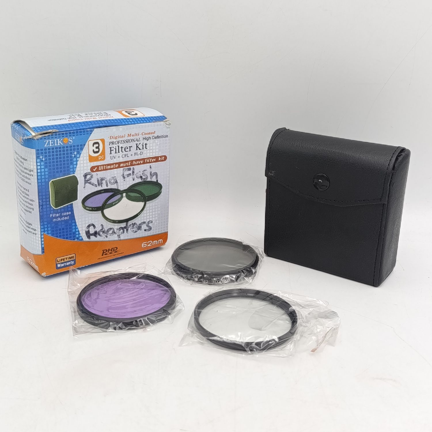 Zeikos 62mm filter set in protective case 3 different filters