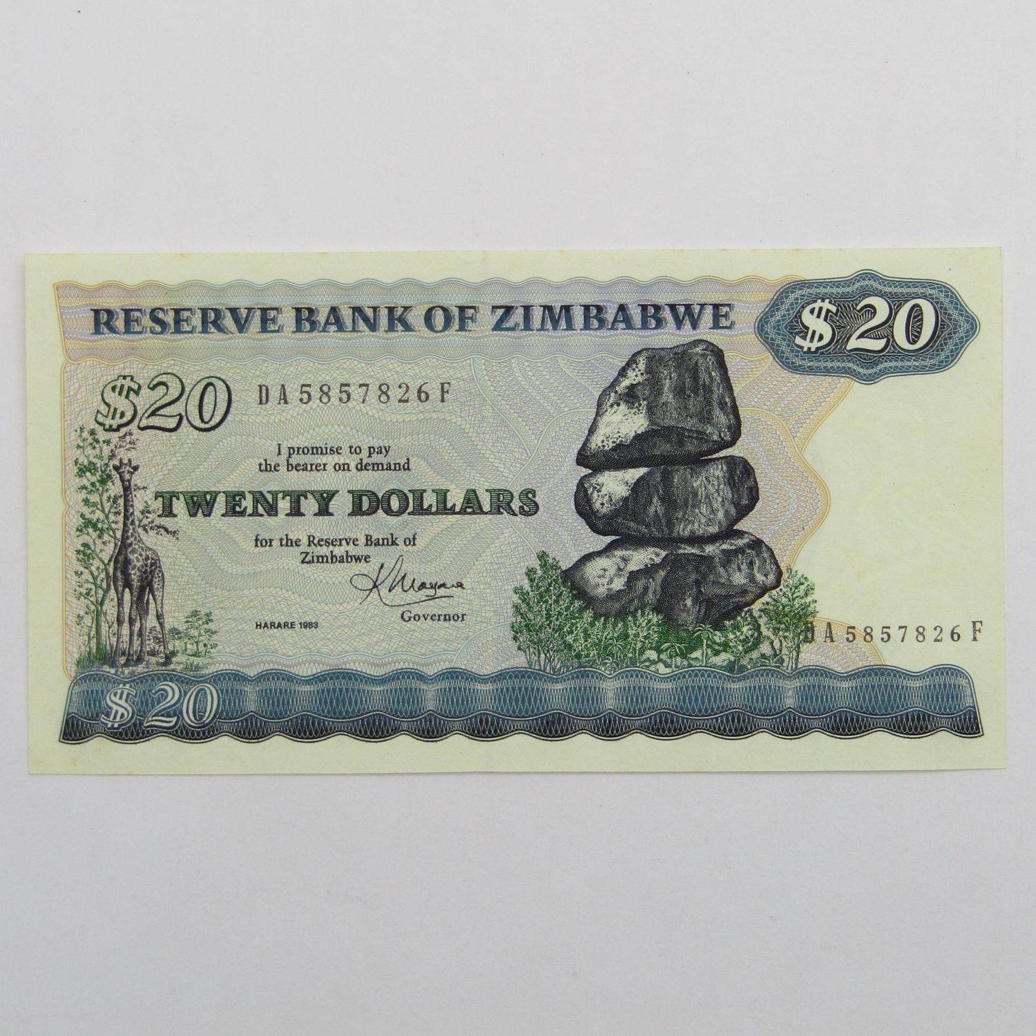Zimbabwe 1983 $20 Uncirculated (UNC) Harare banknote - Pick 4c