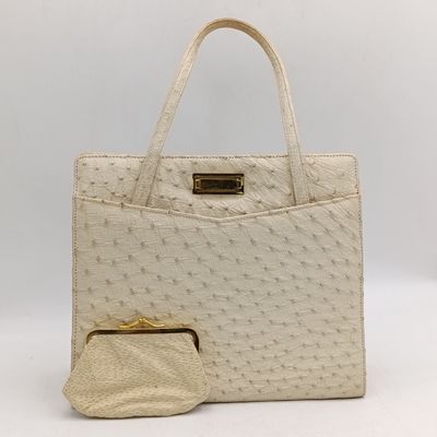 Vintage ostrich leather handbag very good condition + small purse