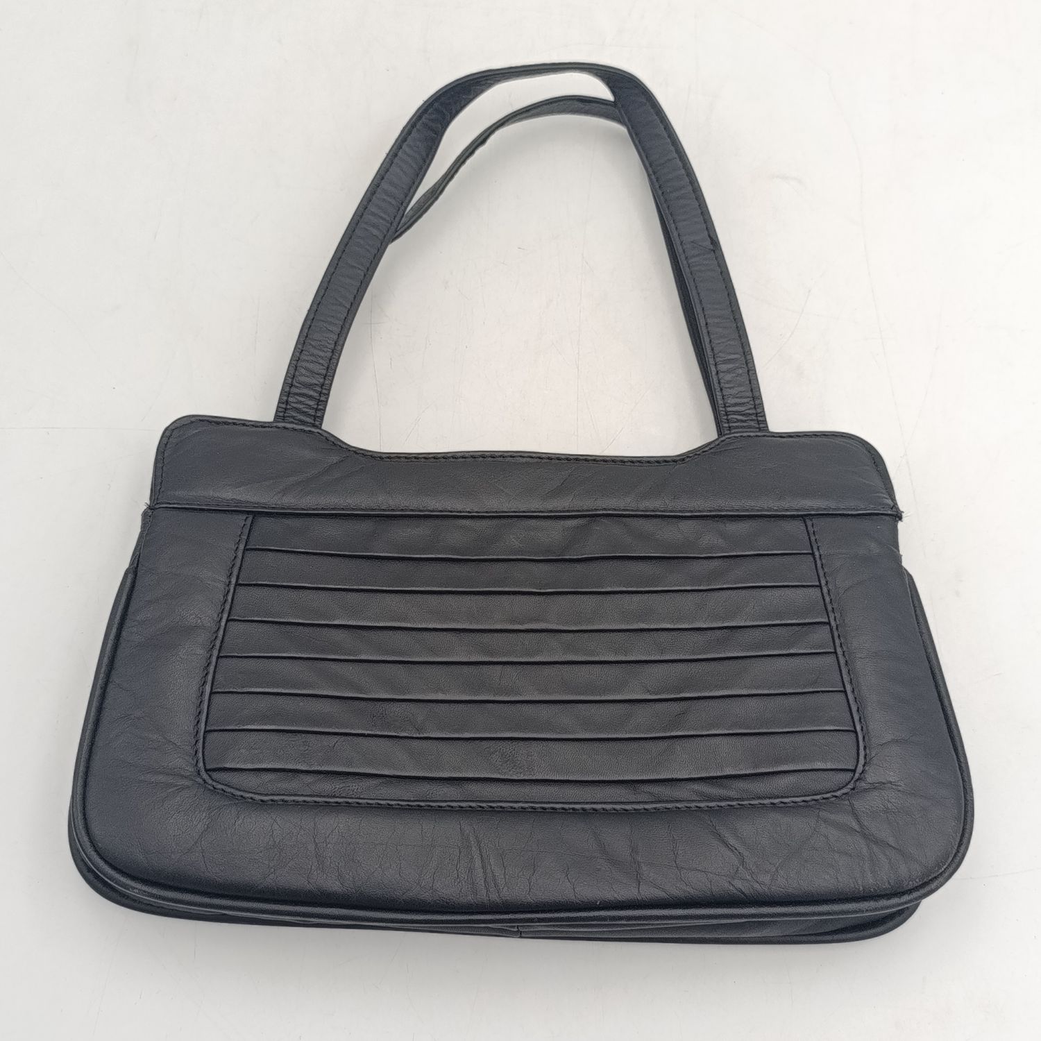Genuine leather cameo black soft leather handbag