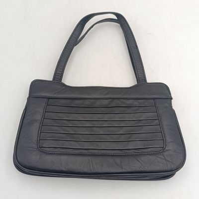 Genuine leather cameo black soft leather handbag