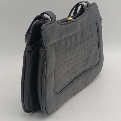 Genuine leather cameo black soft leather handbag