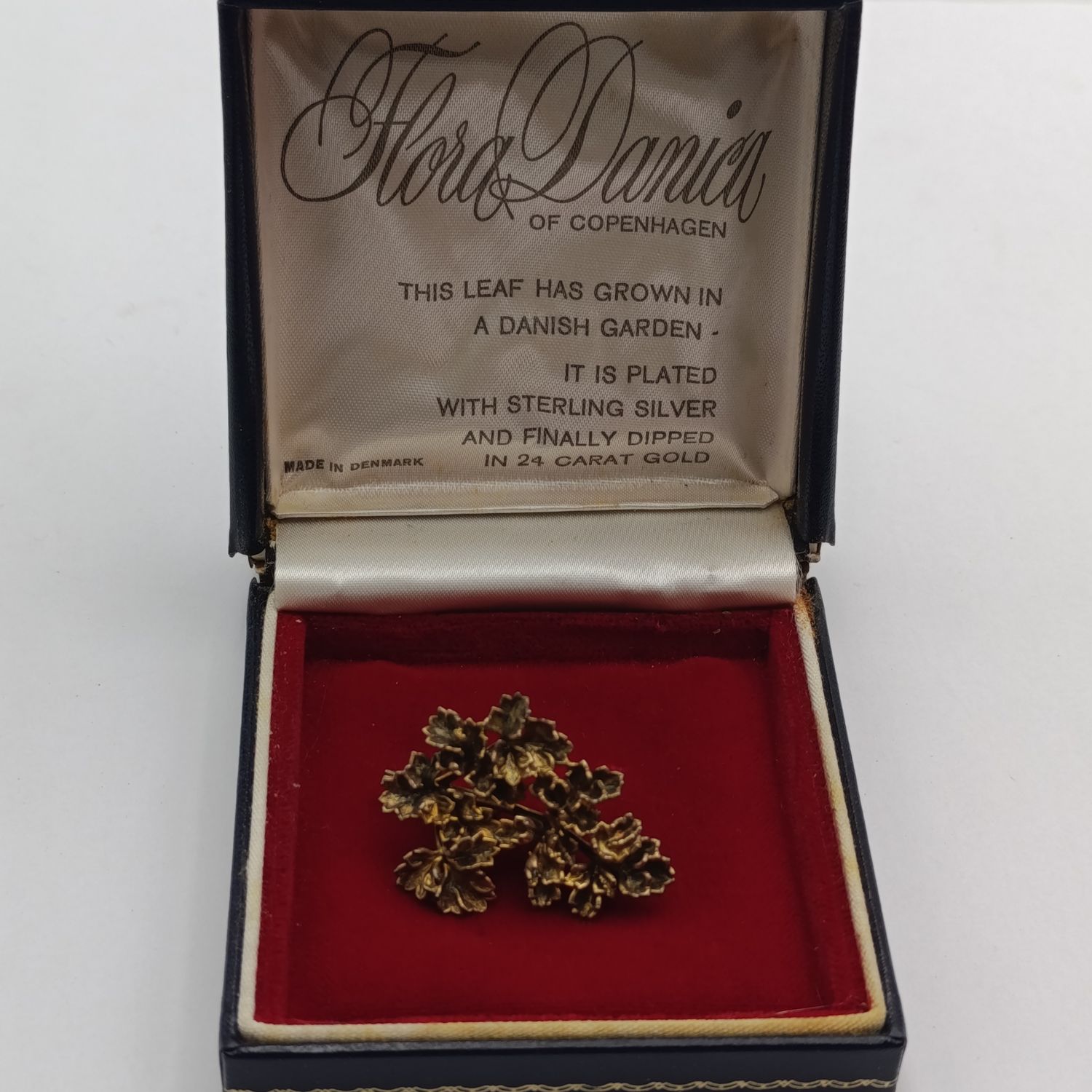 Flora Danica Danish silver &amp; gold leaf in original box